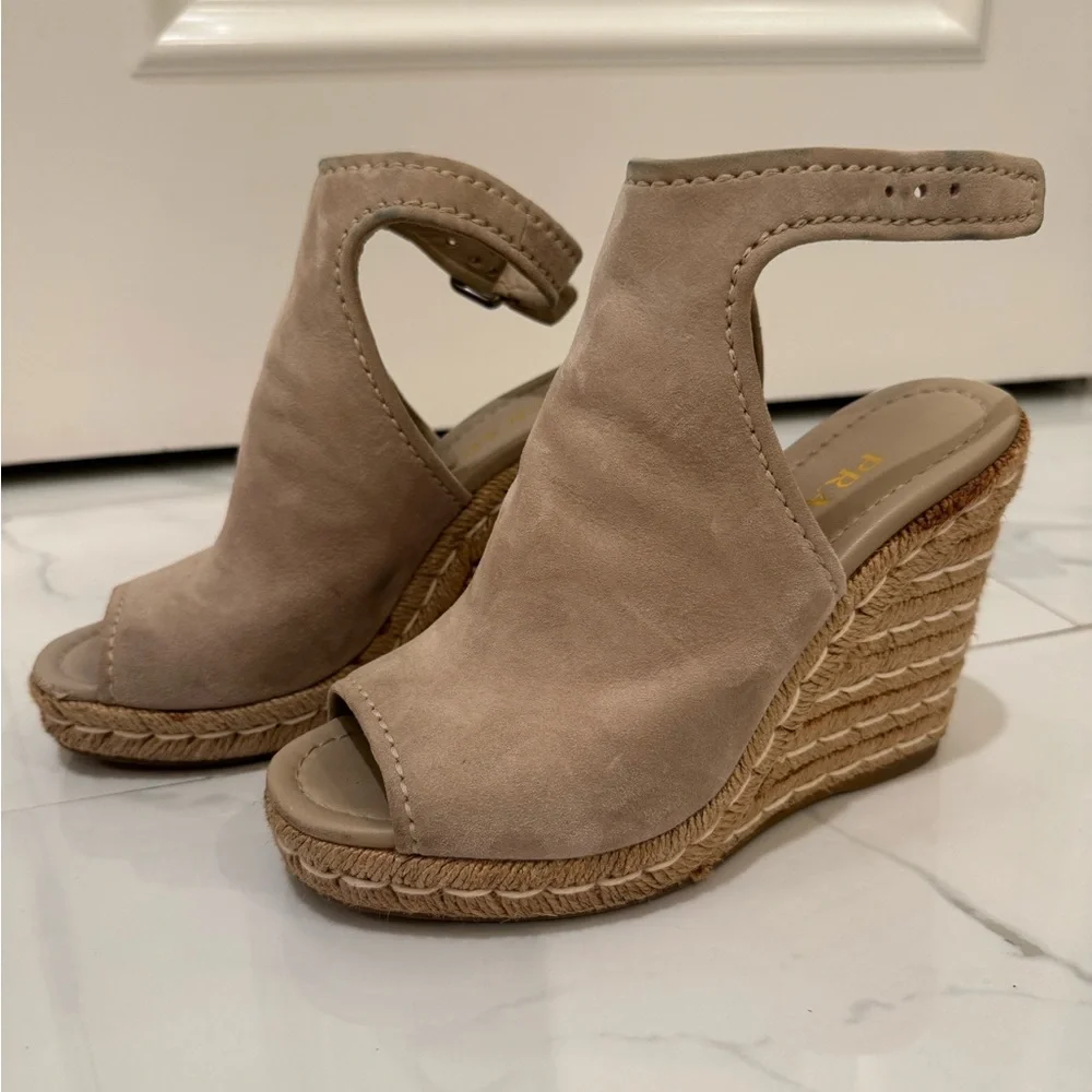 Prada Women's Beige Suede Wedges - Picture 5 of 5